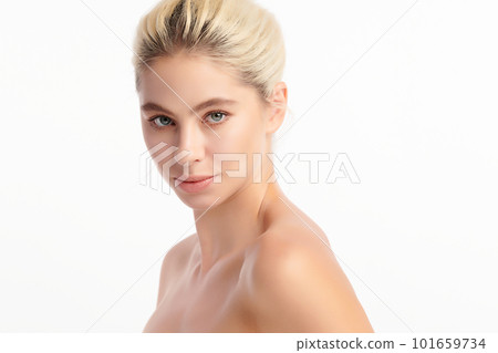 Beautiful young  woman with clean fresh skin on white background, Face care, Facial treatment, Cosmetology, beauty and spa, women portrait. 101659734