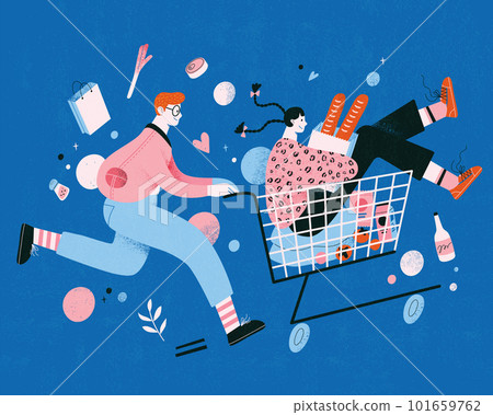 Cute couple grocery shopping Cute couple grocery shopping 101659762