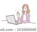 A woman signing OK in front of a computer 101660440