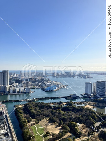 Tokyo aerial sky view from shinbashi, you can find Odaiba and Chiba area, and Tokyo tower. Business central town in Tokyo, Japan. Tokyo aerial sky view from shinbashi, you can find Odaiba and Chiba area, and Tokyo tower. Business central town in Tokyo, Japan. 101660458