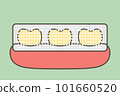 tooth whitening, yellow tooth used teeth whitening strip to whiten - dental cartoon vector flat style 101660520