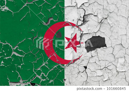 3D Flag of Algeria on stone wall 101660845