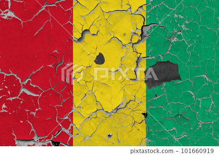 3D Flag of Guinea on stone wall 3D Flag of Guinea on stone wall 101660919