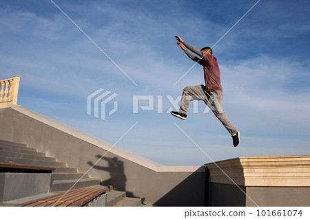 Man doing parkour. Extreme sports 101661074