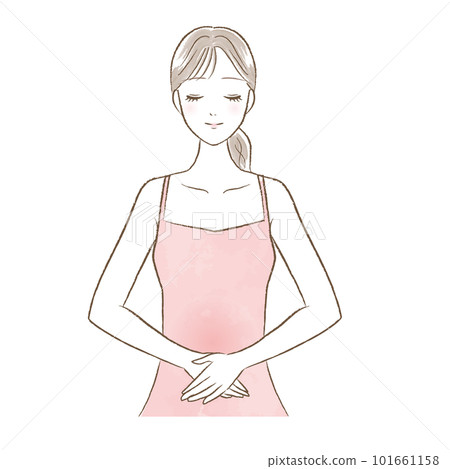 Warm activity / Pregnancy activity Illustration of a woman putting her hand on her stomach 101661158