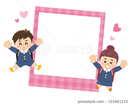 小學生穿校服背書包相框圖集 101661233