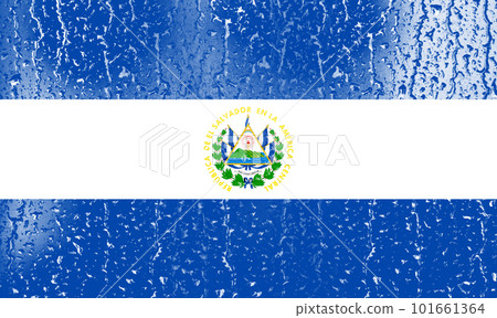 3D Flag of El Salvador on a glass 101661364