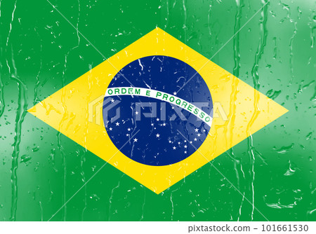 3D Flag of Brazil on a glass 101661530