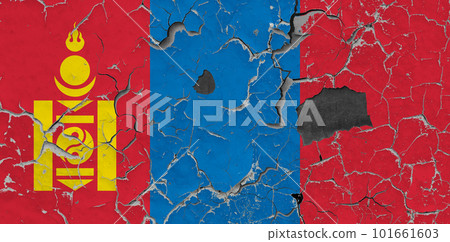 3D Flag of Mongolia on an old stone wall background. 3D Flag of Mongolia on an old stone wall background. 101661603