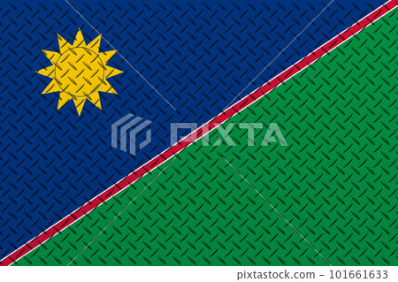 3D Flag of Namibia on a metal wall background. 101661633
