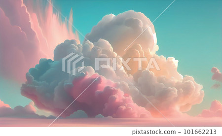 Generative AI, Pillowy Paradise: An Abstract Cloudscape of Soft Pastels and Whimsical Shapes Generative AI, Pillowy Paradise: An Abstract Cloudscape of Soft Pastels and Whimsical Shapes 101662213