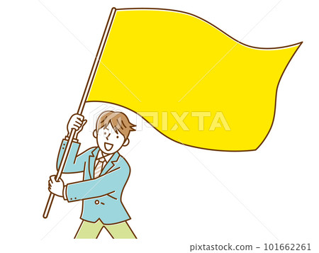 揮動一面大旗子的高中男孩 揮動一面大旗子的高中男孩 101662261