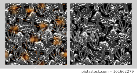 Gray camouflage patterns with fantasy mushrooms Gray camouflage patterns with fantasy mushrooms 101662279