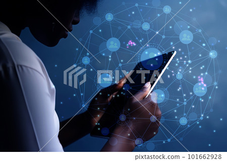 A woman who operates a tablet A woman who operates a tablet 101662928