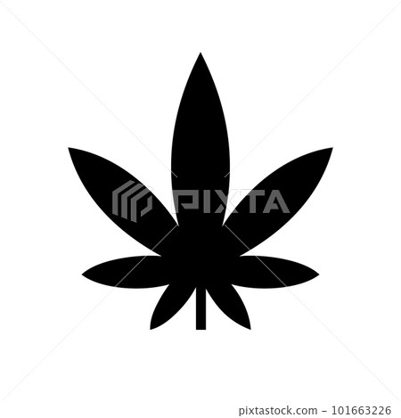 Cannabis or hemp or marijuana leaf black glyph icon. Vector isolated on white background. 101663226