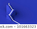 White arrow following the stairs of growth on purple background, 3D arrow climbing up over a staircase , 3d two stairs with arrow going upward, 3d rendering 101663323
