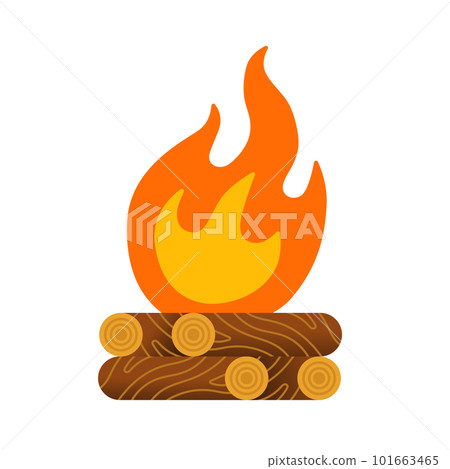Campfire with firewood. Flat vector isolated on white. Campfire with firewood. Flat vector isolated on white. 101663465