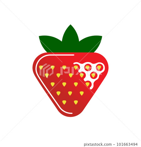 One red geometric shiny strawberry. Vector flat illustration isolated on white. One red geometric shiny strawberry. Vector flat illustration isolated on white. 101663494
