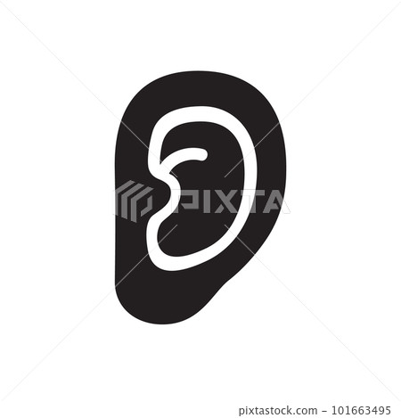 Human ear black glyph icon. Vector isolated on white. Human ear black glyph icon. Vector isolated on white. 101663495
