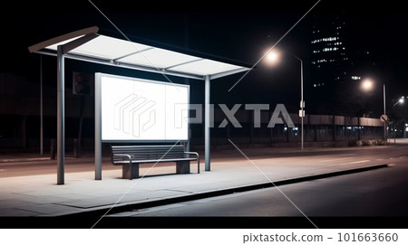 Digital Media Blank Billboard at Bus Station: Signboard for Product Advertisement and Design. created with Generative AI 101663660
