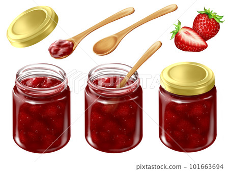 strawberry jam jar lid wooden spoon strawberry strawberry jam jar lid wooden spoon strawberry 101663694