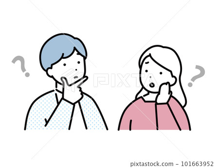 Thinking man and woman Couple illustration material 101663952