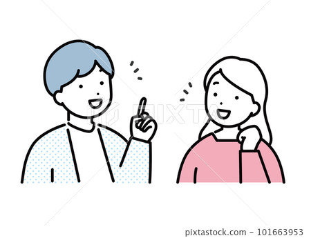 A man and a woman having a conversation, a couple smiling 101663953