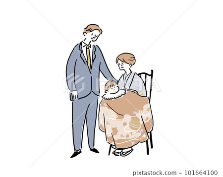 Shrine visit, parents and baby 101664100