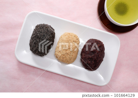 Ohagi on a white plate Ohagi on a white plate 101664129