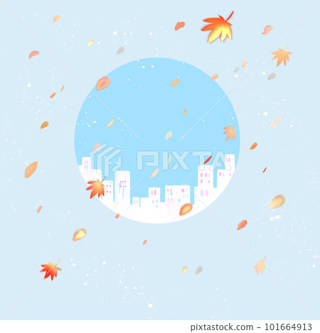 Round town, autumn leaves, blue sky 101664913