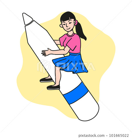 Female asian student with pencil vector concept 101665022