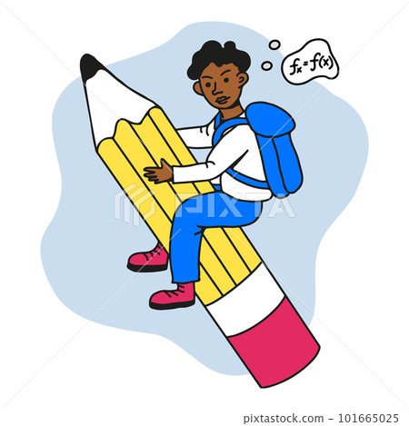 Black student with ordinary pencil vector concept 101665025