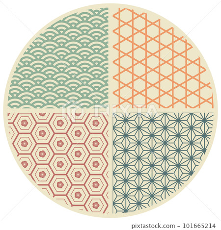 Retro-style Japanese traditional pattern circle Retro-style Japanese traditional pattern circle 101665214
