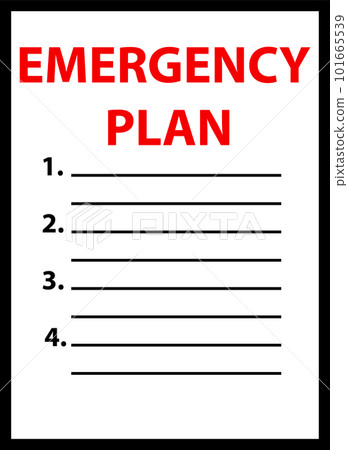Emergency plan on paper on white background. Emergency plan documents in paper binder. Business emergency plan. flat style. 101665539