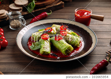 Russian cabbage rolls golubtsy with minced beef Russian cabbage rolls golubtsy with minced beef 101665954