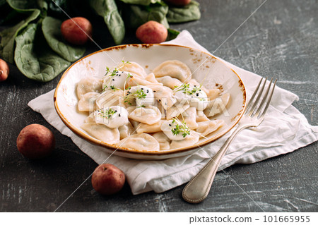 Portion of russian dumplings vareniki Portion of russian dumplings vareniki 101665955