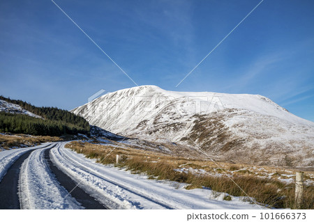 The Muckish gap road in winter - County Donegal, Ireland The Muckish gap road in winter - County Donegal, Ireland 101666373
