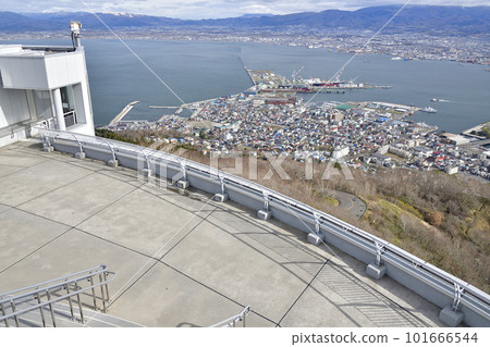 Photographing the scenery of the observation deck at the top of Mt. Hakodate, Hakodate, Hokkaido in spring 101666544