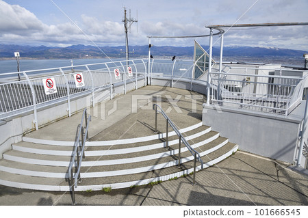Photographing the scenery of the observation deck at the top of Mt. Hakodate, Hakodate, Hokkaido in spring 101666545