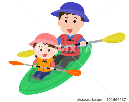 獨木舟 父母和孩子劃皮划艇 2 圖 101666687