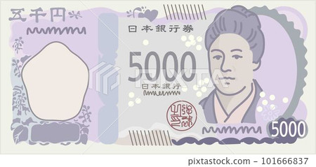 Japanese banknote _ 5,000 yen note _ new banknote _ Scheduled to be issued in the first half of FY 2024 _ Umeko Tsuda 101666837