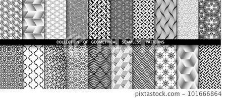 Geometric set of seamless black and white patterns. Simpless vector graphics Geometric set of seamless black and white patterns. Simpless vector graphics 101666864