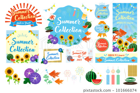 流行和可愛的夏季圖像插圖和夏季框架收藏集_淡藍色 流行和可愛的夏季圖像插圖和夏季框架收藏集_淡藍色 101666874
