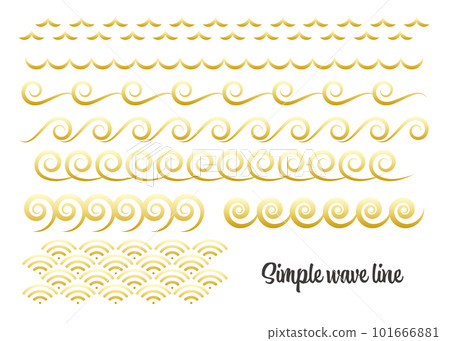 Simple wave pattern illustration material vector line set summer wave sea gold Simple wave pattern illustration material vector line set summer wave sea gold 101666881