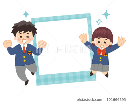 初高中生製服相框插畫套圖 101666893