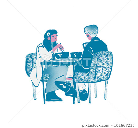 Men and women eating at the food court 101667235