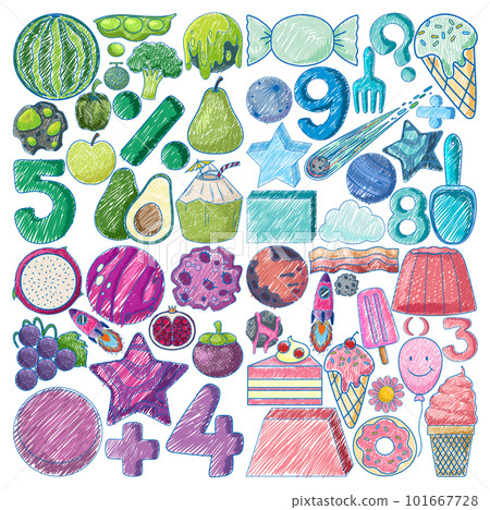 Set of Various Objects in Pencil Colour Sketch Simple Style Set of Various Objects in Pencil Colour Sketch Simple Style 101667728