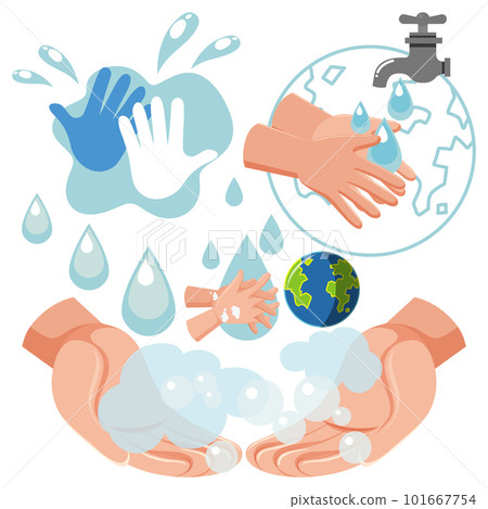 Set of hand washing and sanitization Set of hand washing and sanitization 101667754