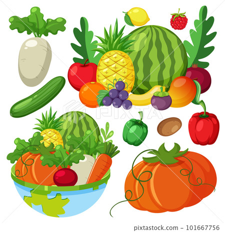 Set of healthy fruit and vegetable Set of healthy fruit and vegetable 101667756
