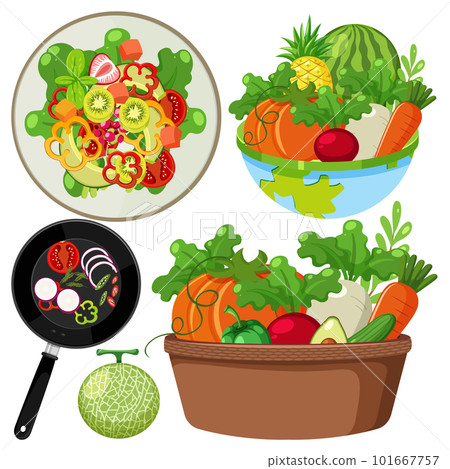 Set of healthy fruit and vegetable Set of healthy fruit and vegetable 101667757
